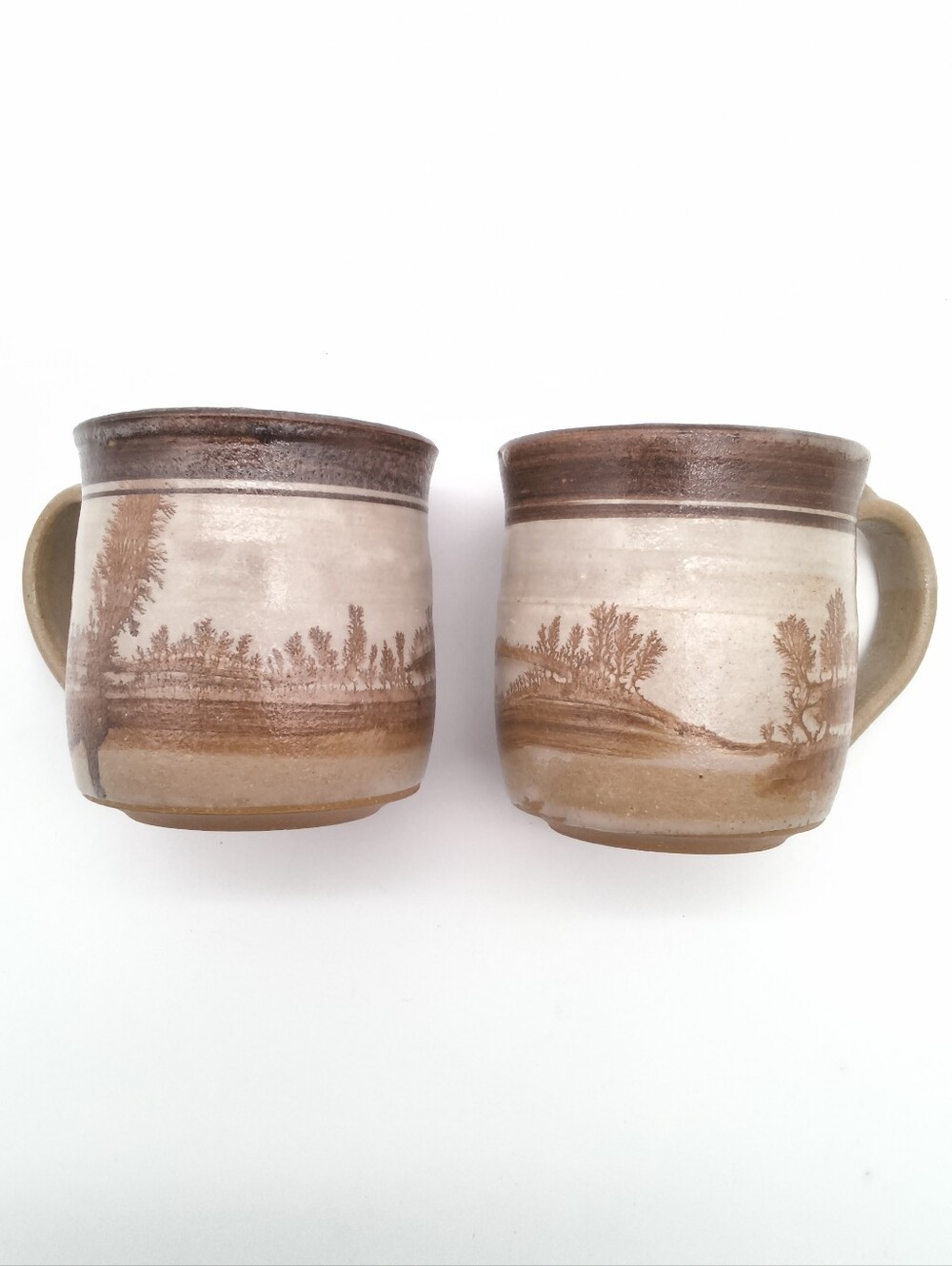 Vintage Signed Studio Pottery Stoneware Mugs - Set of 2 - Picture 8 of 9